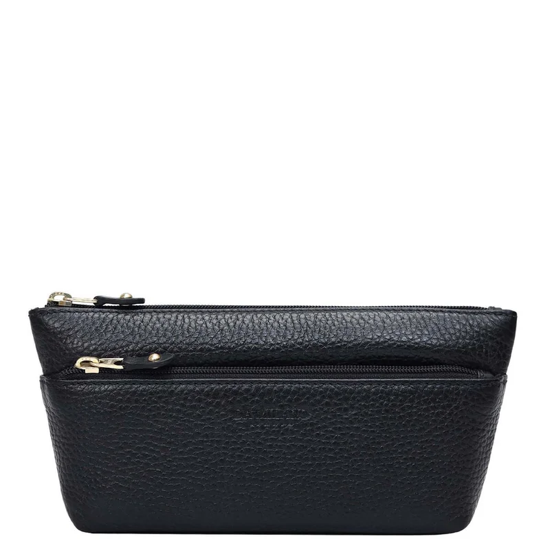 Da Milano Black Wax Leather Multi Pouch - Black  | Best Price UAE